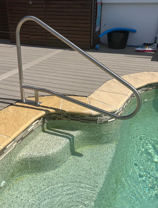 Best stainless steel swimming pool hand rails australia for elderly and disabled. NDIS compliant. Non conductive Pool handrails. Hand Rails Australia - online shopping. Australian made. Delivery Australia Wide.