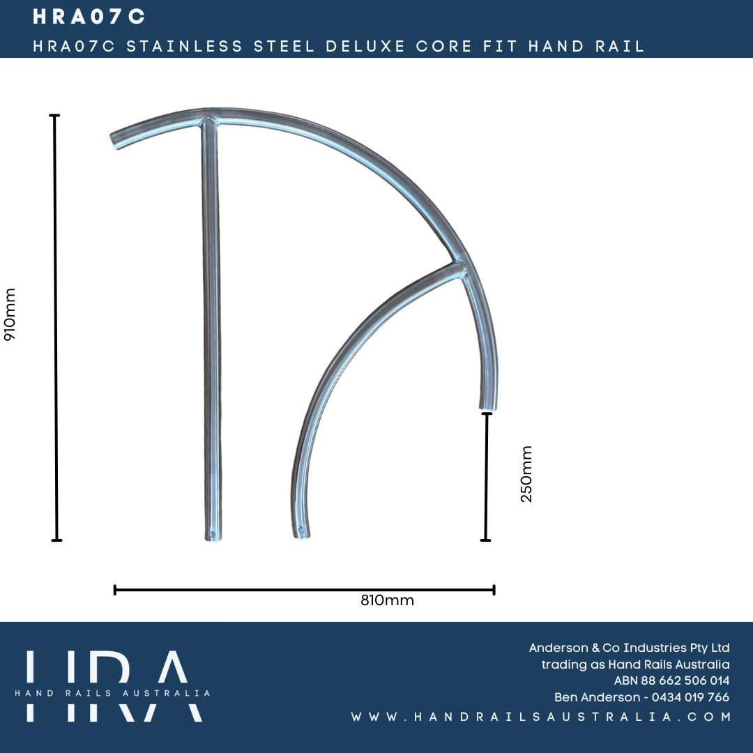 HRA07C Stainless Steel Deluxe Core Fit Hand Rail