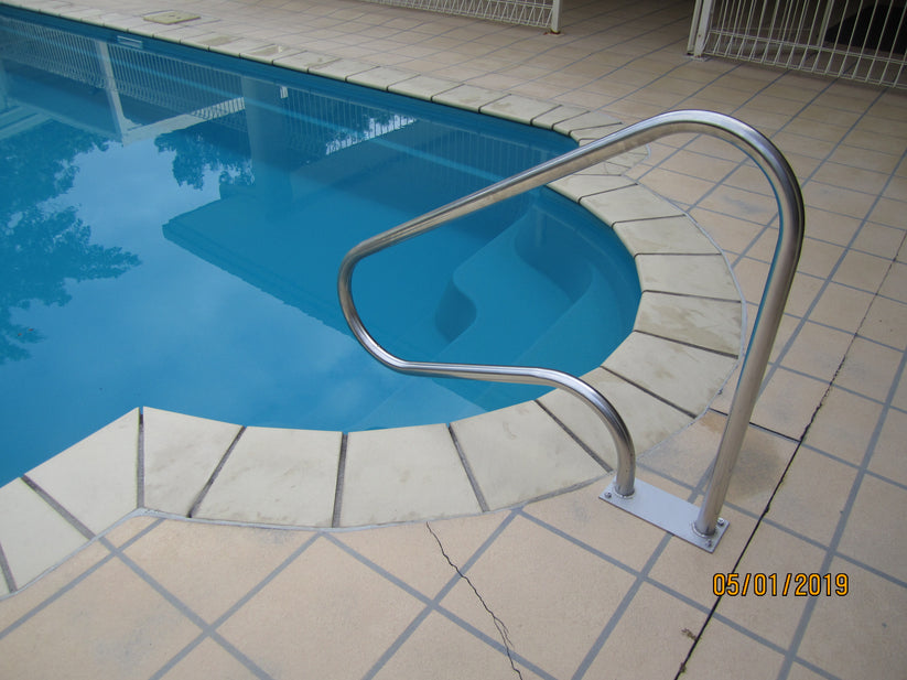 Metal Bull Rails Stainless Steel 1m Bull Nose Bolt Down Hand Rail - Hand Rails Australia